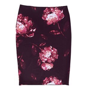 NY & Company Floral Pencil Skirt Size 10 Knee Length Stretch